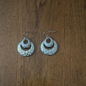 Chic Hammered Silver Hoop Earrings